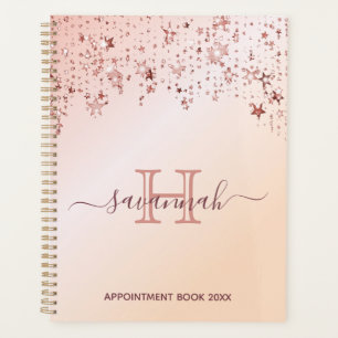 Rose gold stars appointment book monogram planner