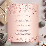Rose gold stars budget birthday invitation<br><div class="desc">A modern,  stylish and glamourous invitation for a 10th (or any age) birthday party.  A faux rose gold metallic looking background with an elegant faux rose gold twinkling stars. The name is written with a modern dark rose gold coloured hand lettered style script.  Templates for your party details.</div>