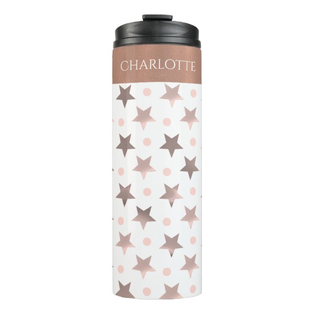 Rose Gold Stars Custom Thermal Tumbler (Front)