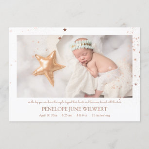 Rose Gold Stars Girl Faire-part de naissance