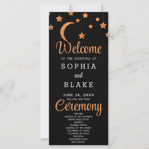 Rose Gold Stars Moon Black Wedding Program