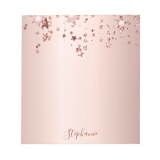 Rose gold stars name script notepad (Front)