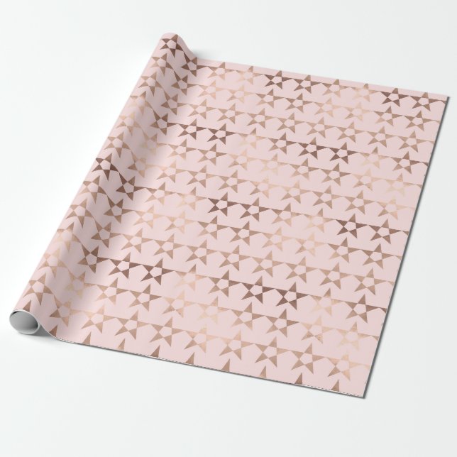 Rose Gold Stars Wrapping Paper (Unrolled)