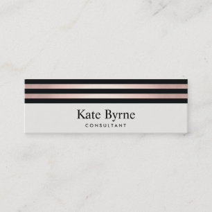 Rose Gold Striped Modern Salon Stylist Mini Business Card
