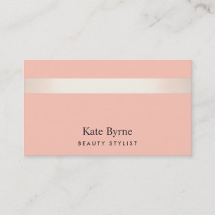 Rose Gold Striped Modern Stylish Coral Peach Business Card