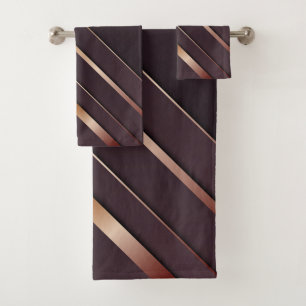 Rose Gold Stripes Bath Towel Set
