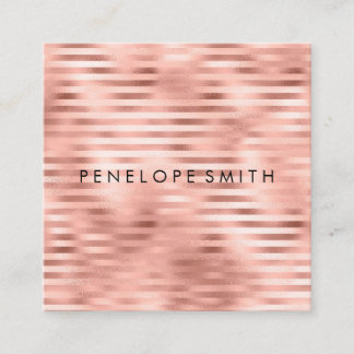 Rose Gold Stripes Beauty Stylist   Square Business Card