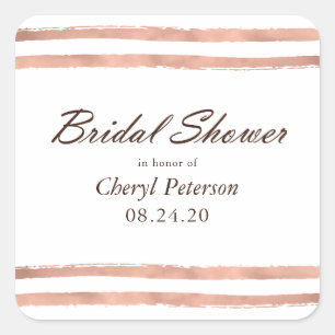 Rose Gold Stripes Bridal Shower Sticker