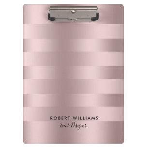 Rose-gold stripes pattern clipboard