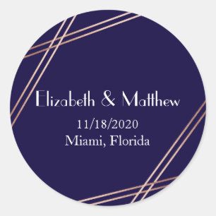Rose Gold Stripes Wedding Personalized Sticker
