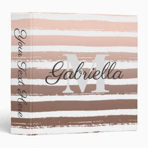 Rose Gold Stripes with Monogram Binder
