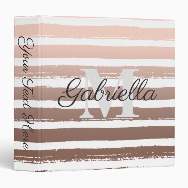 Rose Gold Stripes with Monogram Binder (Front/Spine)