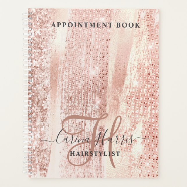 Rose Gold Strokes Hairstylist carnet de rendez-vou (Devant)
