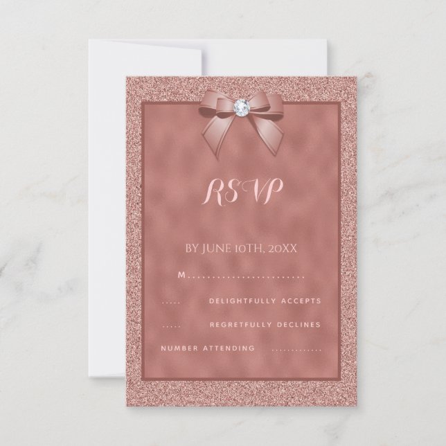  Rose Gold & Stylish Glitter RSVP Card (Front)