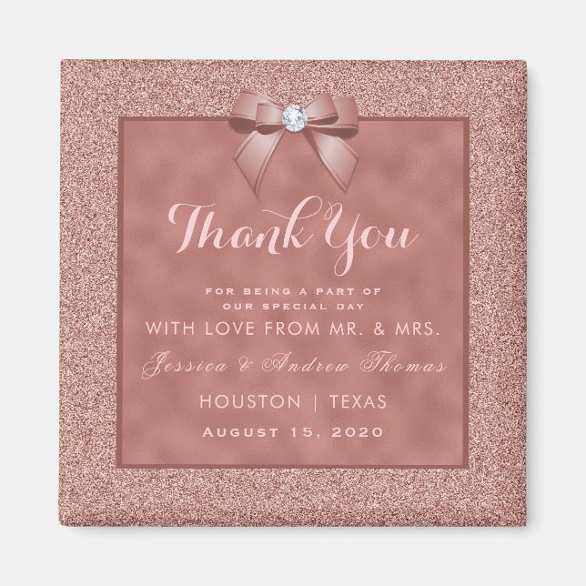  Rose Gold & Stylish Glitter Wedding Magnet (Front)