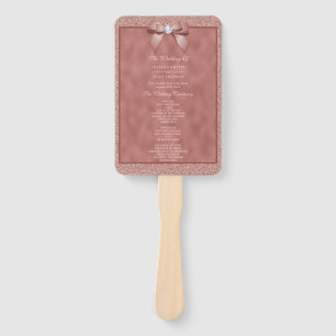 Rose Gold & Stylish Glitter Wedding Program Hand Fan