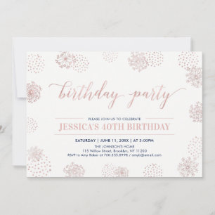 Rose Gold Stylish Modern 40th, 50th Birthday Party Invitation