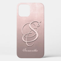 Rose Gold stylish rustic ombre Name Monogram