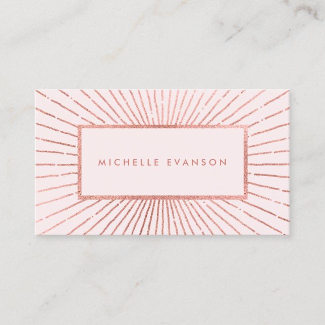 Rose Gold Sunburst Blush Pink Business Card (Front)