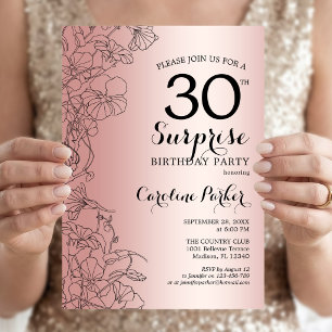 Rose Gold Surprise 30th Birthday Party Invitation