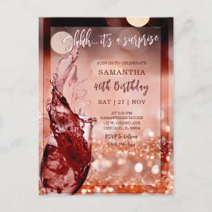 Rose Gold Surprise Birthday Party Postcard