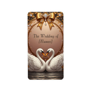 Rose Gold Swan Wedding Celebration Theme Label
