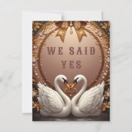 🌸 Rose Gold Swans Spring Wedding ✨ RSVP Card
