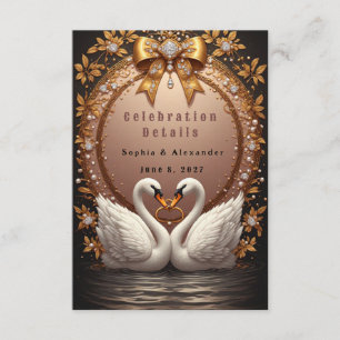 🌺 Rose Gold Swans Wedding Collection 💐 Enclosure Card