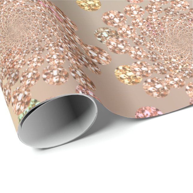 Rose Gold Swarovski Crystals Spiral Diamond Wrapping Paper (Roll Corner)