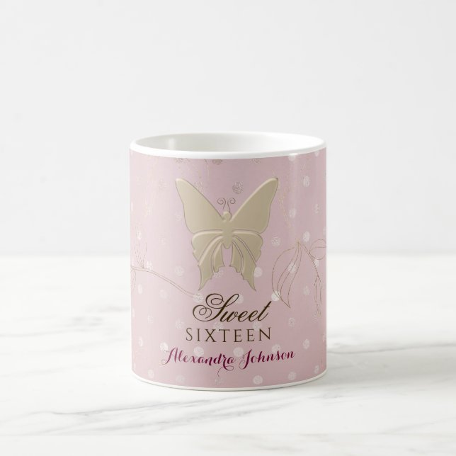 Rose Gold Sweet 16 Birthday Coffee Mug (Center)