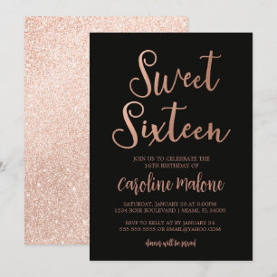 Rose Gold Sweet Sixteen Birthday Invitation