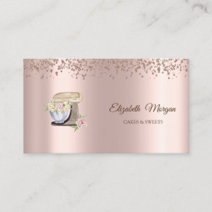  Rose Gold Sweets,Bakery Floral Mixer Business Card