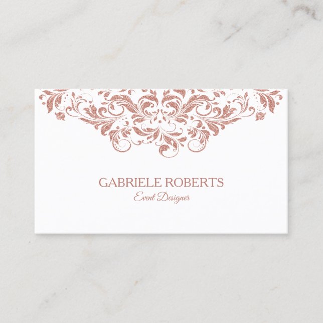 Rose-Gold Swirly lace Business Card (Front)