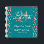 Rose Gold Teal 21st Birthday Guestbook Confetti Notebook<br><div class="desc">An elegant 21st Birthday Party Guest Book template with Rose Gold Glitter Confetti on Teal design and easy to customize text.</div>