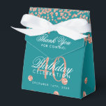 Rose Gold Teal 40th Birthday Thank You Confetti Favor Box<br><div class="desc">Elegant "Thank You" 40th Birthday Rose Gold Faux Glitter Confetti Teal design.</div>