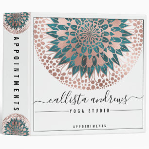 Rose Gold Teal Floral Mandala Appointment Book Binder