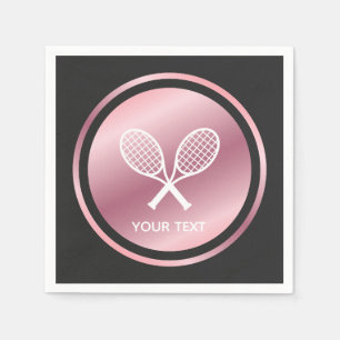 Rose Gold Tennis Rackets Girls Sport Custom Text   Napkin