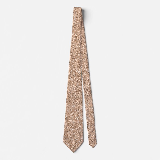 Rose Gold Terracotta Glitter Elegant Chic Luxury Tie (Front)