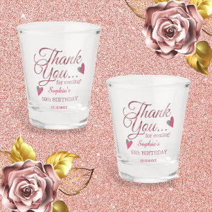 Rose Gold Thank You 50th Birthday Party Favors Shot Glass