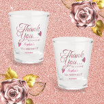Rose Gold Thank You 50th Birthday Party Favours Shot Glass<br><div class="desc">Say 'thank you' to your party guests with our personalized 50th birthday shot glasses. A fun and inexpensive party favour for adults that your friends will treasure! Create incredible memories of your big day every time your guests raise a glass to toast. Cheers to 50 and beyond!</div>