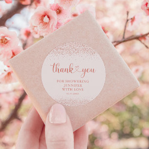 Rose Gold Thank You Confetti Heart Sticker