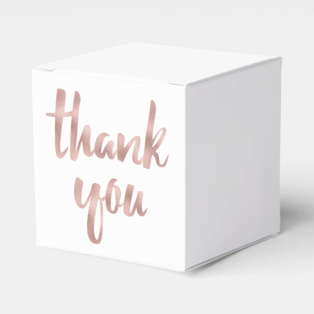 Rose gold thank you favour boxes, foil font favor box (Front Side)