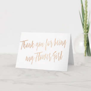 Rose Gold "Thank you for being my Flower Girl" Thank You Card