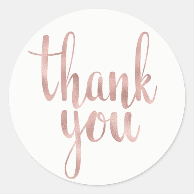 Rose gold thank you stickers, foil, round classic round sticker (Front)