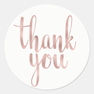 Rose gold thank you stickers, foil, round classic round sticker