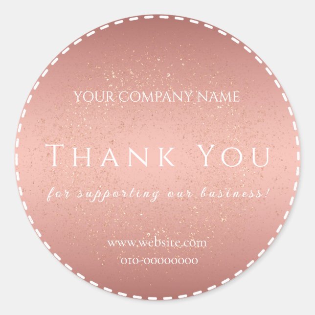 Rose Gold Thank You Welcome Congratulations Classic Round Sticker (Front)