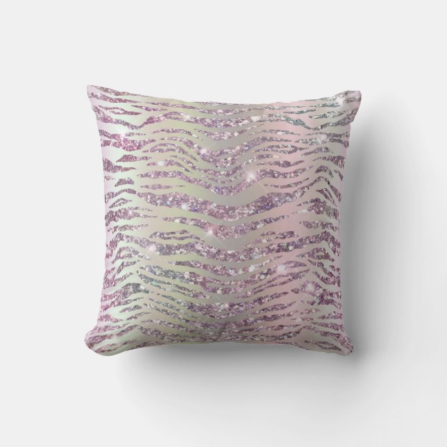 *~* ROSE GOLD TIGER Diamond Glitter Animal Print  Throw Pillow (Front)