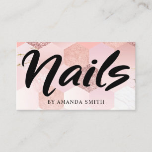 Rose Gold Tiled Nails Business Card