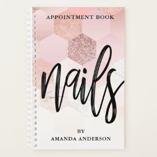 Rose Gold Tiled Texture Nails Appointment Book Planner