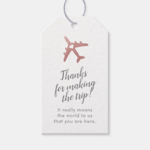 Rose Gold Travel Theme Airplane Destination Favour Gift Tags
